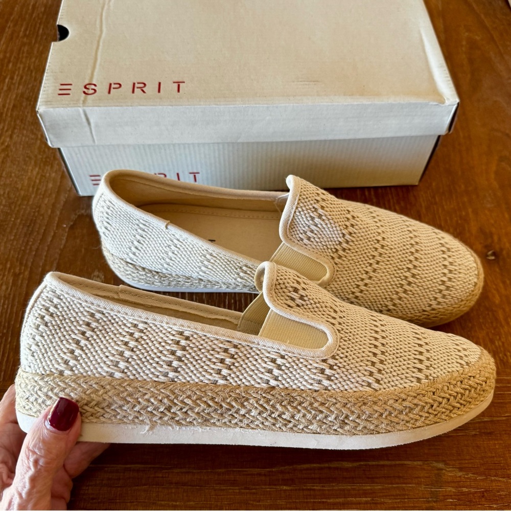 NIB cream Esprit Nadine slip on espadrille flats 9.5M - Picture 3 of 14